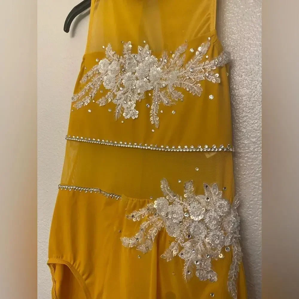 Weissman Balera dance costume solo yellow custom lyrical D10496 MA adult